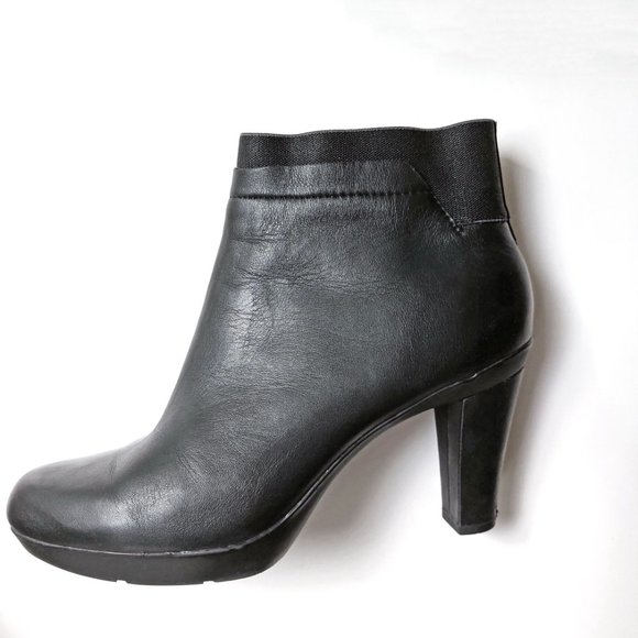 GEOX Respira Black Leather Women's Ankle Boots Size 39 8.5 Heels - Picture 2 of 9
